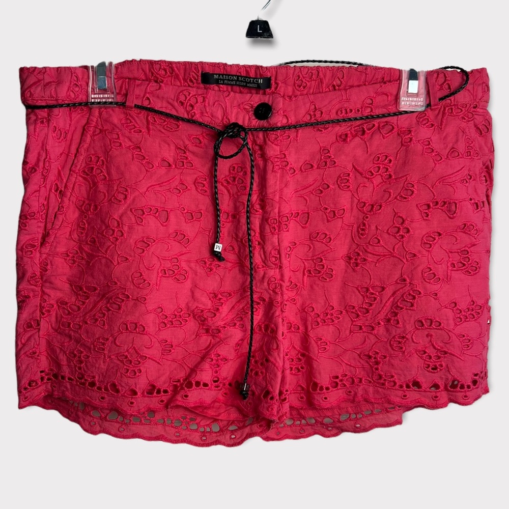 Scotch & Soda Maison Scotch Allover Broderie Hot Pink Eyelet Shorts Medium NWT